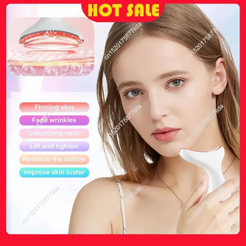 Oferta caliente-masajeador facial dispositivo de estiramiento facial de 7 colores para masaje facial y de cuello con 113 ° Varita multifuncional F & Vibration & Clean