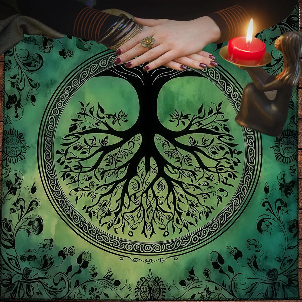 شجرة الحياة بطاقة التارو مفرش المائدة المذبح القماش الساحرة بطاقات التارو العرافة القماش ل التارو حصيرة التارو القماش هدية النوم ديكور