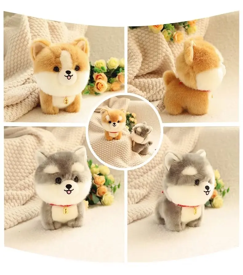 Plush Dog Puppy Toy Realistic Stuffed Husky/Corgi/chow chow/Akita Baby Doll Soft Cuddly Dog Toys For Girls Lovely Gifts