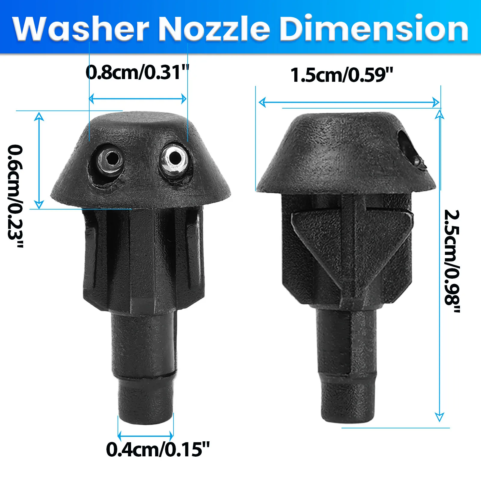 Picture 5: Pair Front Windscreen Wiper Washer Jet Nozzle Spray For Peugeot 106 205 206 306 506 Hood Water Liquid Jets Window Windshield