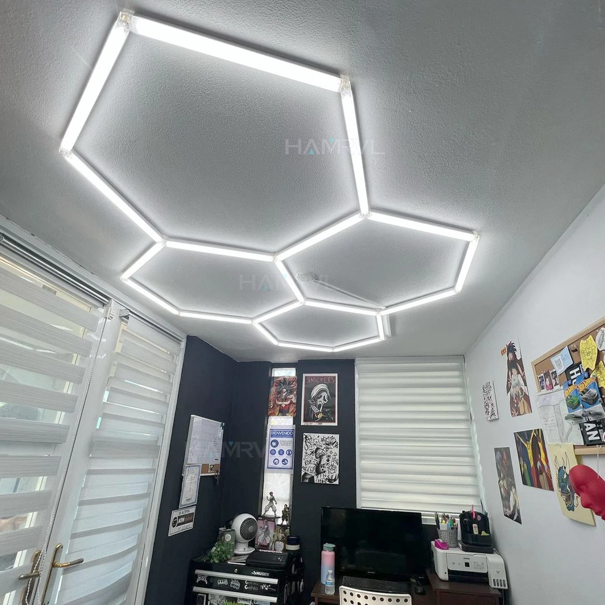 

Светодиодный потолочный светильник Honeycomb Hexagonal 6000K-6500K, 110V-240V, высокая яркость, для гаража, автомастерской, салона, спортзала