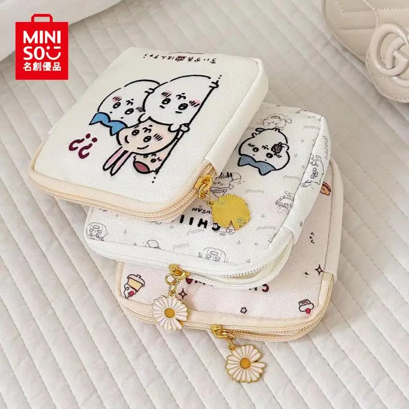 Miniso Chiikawa Kawaii Anime Storage Bag Cute Hachiware Usagi Cartoon Portable Large Capacity Tampon Canvas Bag Gifts for Girls