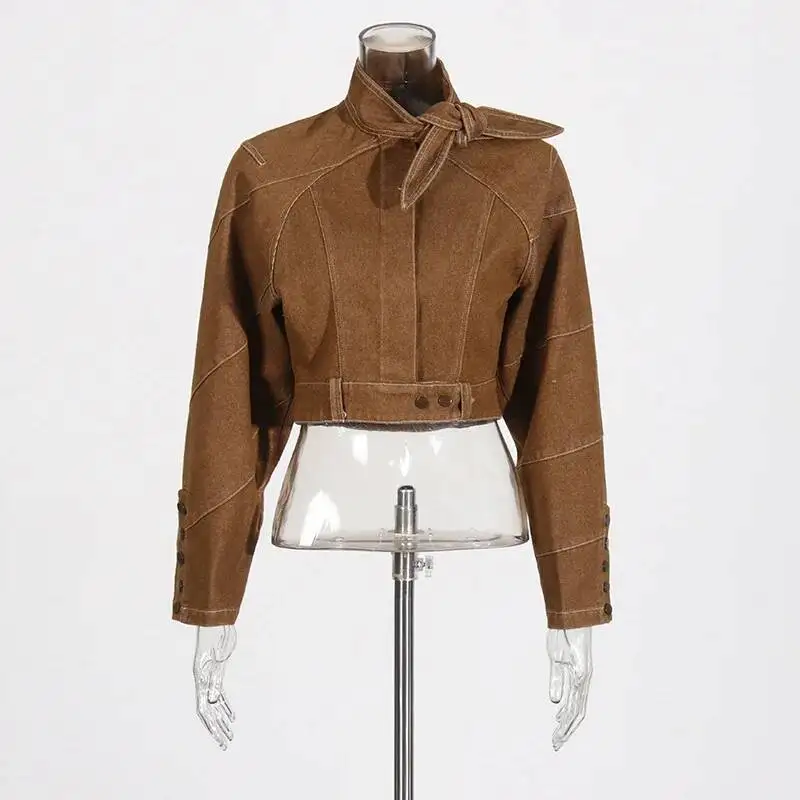 HKSH Women Retro Two-piece Set Lace-up Collar High-end Short Jacket Solid Color Buttoned Chic Pants Trend New Spring 2026 HK9430