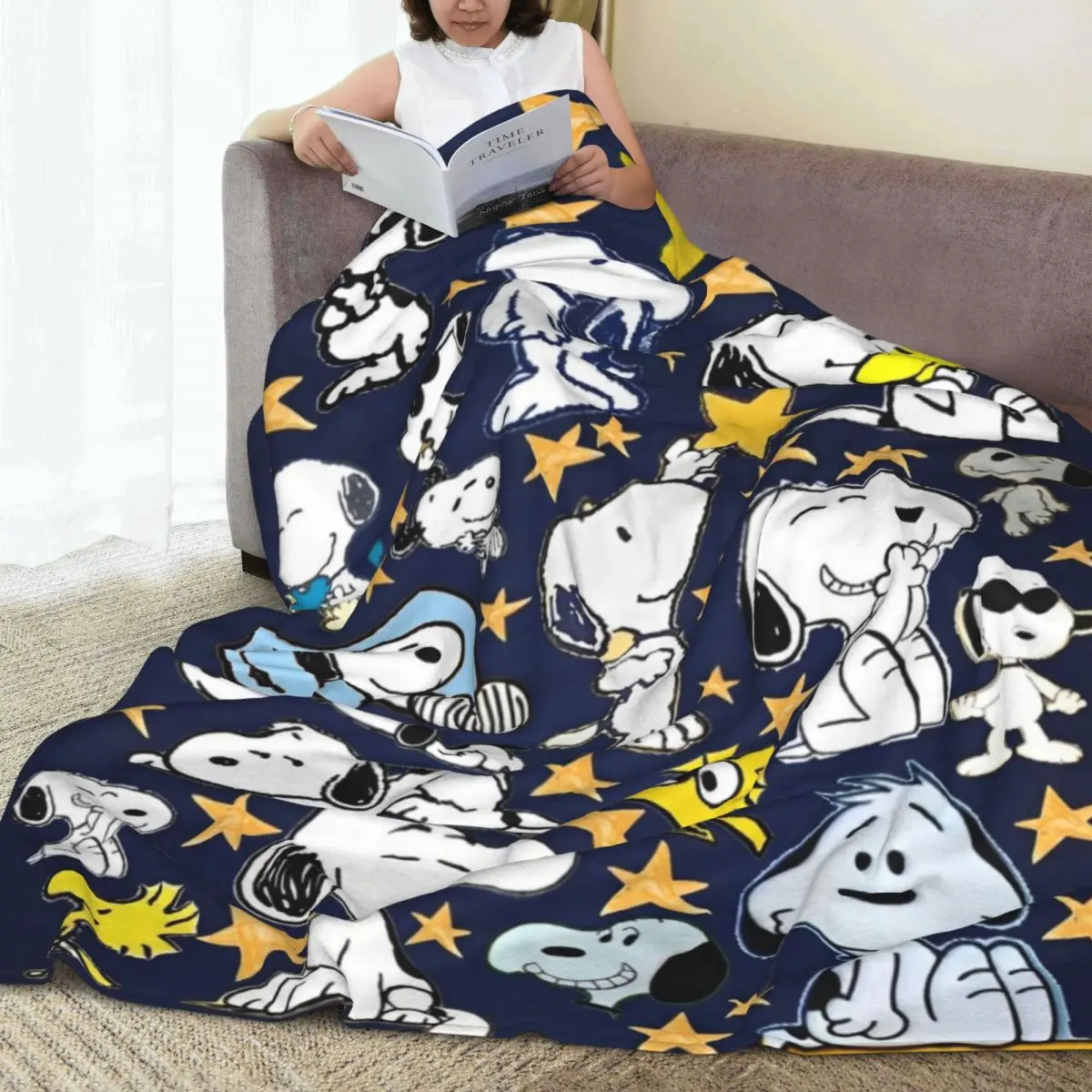 Super Soft Warm Blanket Camping Office Travel Snoopy Dog Miniso Throw Blanket Flannel Bedspread For Bedroom Funny Sofa Bed Cover