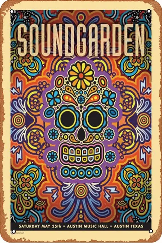 Soundgarden Austin 2013 (Show Edition) Concert Posters Metal Tin Sign Music Metal Poster Home Bar Pub Decor Wall Art Print 12 X