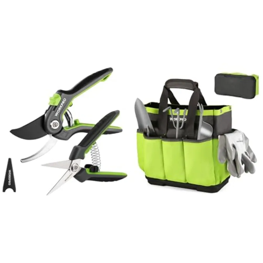 

Garden Pruning Shears and Tool Bag Set with Ergonomic Handles for Outdoor Use Durable Stainless Steel Blades Black and Green Co