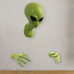 Alien Wall Sculpture Wall Hanging Art Art Crafts Collection Alien Figurine Halloween Decoration for Home Bedroom Living Room