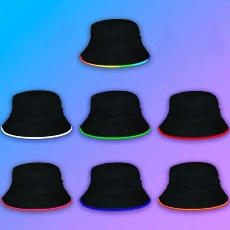 قبعة صياد مضيئة بإضاءة LED للحماية من الشمس خفيفة الوزن وقابلة للتعديل لحفلات الهالوين والأنشطة الخارجية Y08E #4