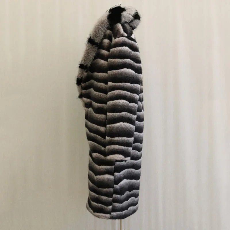 Płaszcz damski ze sztucznego futra norki w zebrę, imitacja futra lisa, nowy model na zimę 2025, elegancki kołnierz, płaszcz damski, płaszcz wierzchni H614