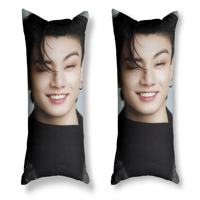 Jungkook funda de almohada Rectangular de pelo largo, Material de piel de melocotón, funda de almohada decorativa con cremallera creativa, funda de cojín de asiento de sofá