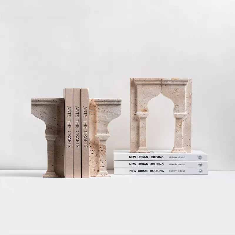 طقم مكون من قطعتين من مساند الدفتين من الرخام الطبيعي من Arc de Triomphe لتزيين المنزل والمكتب وظيفة تنظيم الكتب العملية
