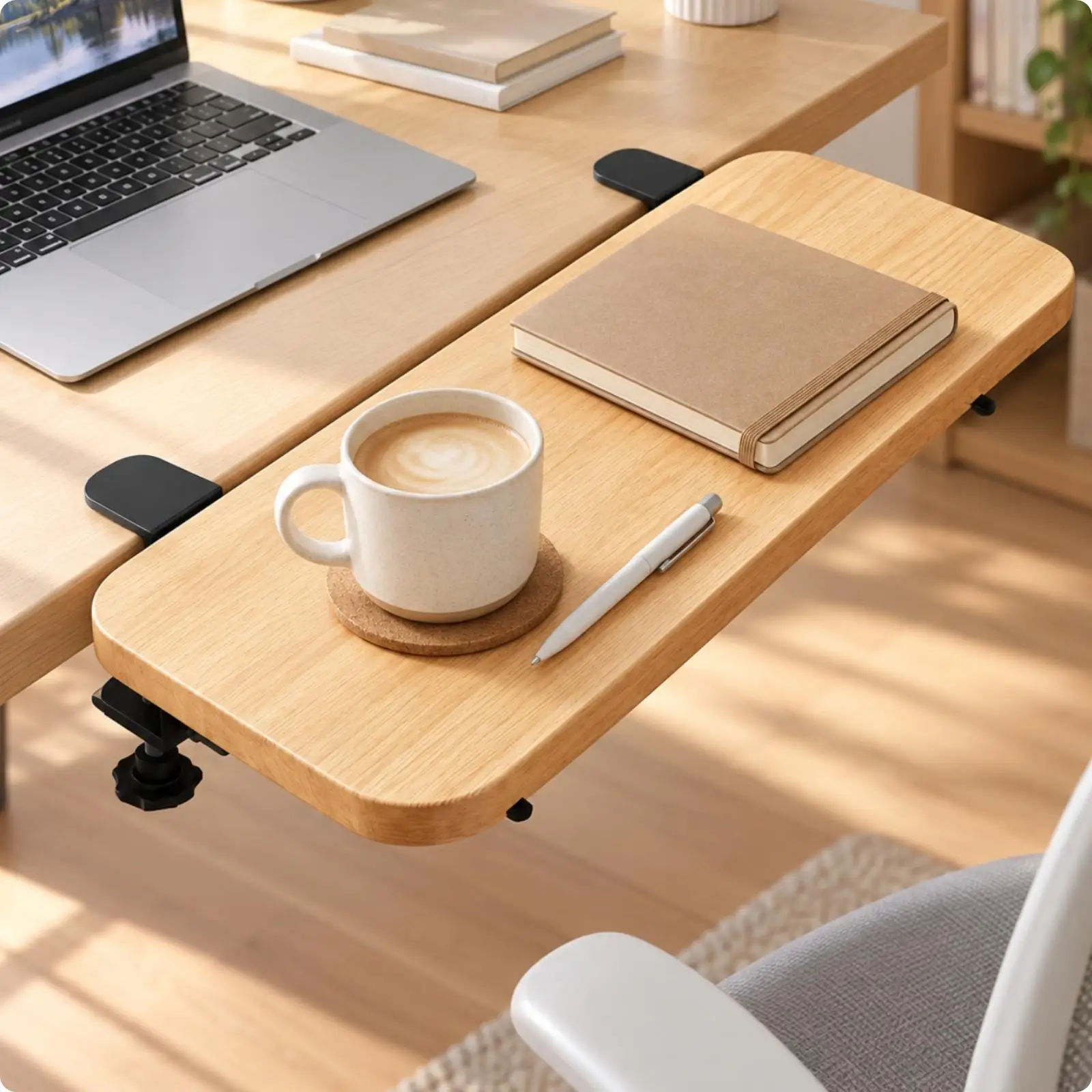 Desk Extension Board Clamp Style Foldable Laptop Table with Iron Support for Extra Desk Space Home Office