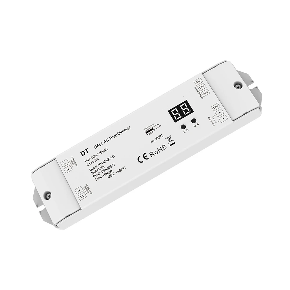 

DALI AC Triac Dimmer LED Strip Controller 110V 220V 230V 150W-360W Leading Edge/Trailing Edge Dimming for Single Color Lamp