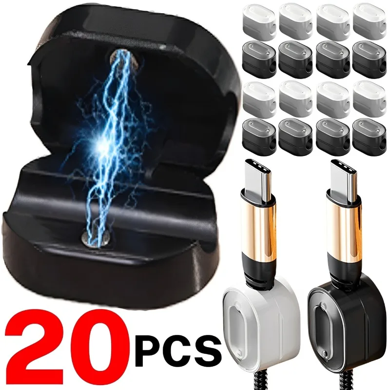 

1-20PCS Magnetic Cable Clips Self Adhesive Cord Management Cable Organizer Cables Winder Protector Desktop USB Charger Holder