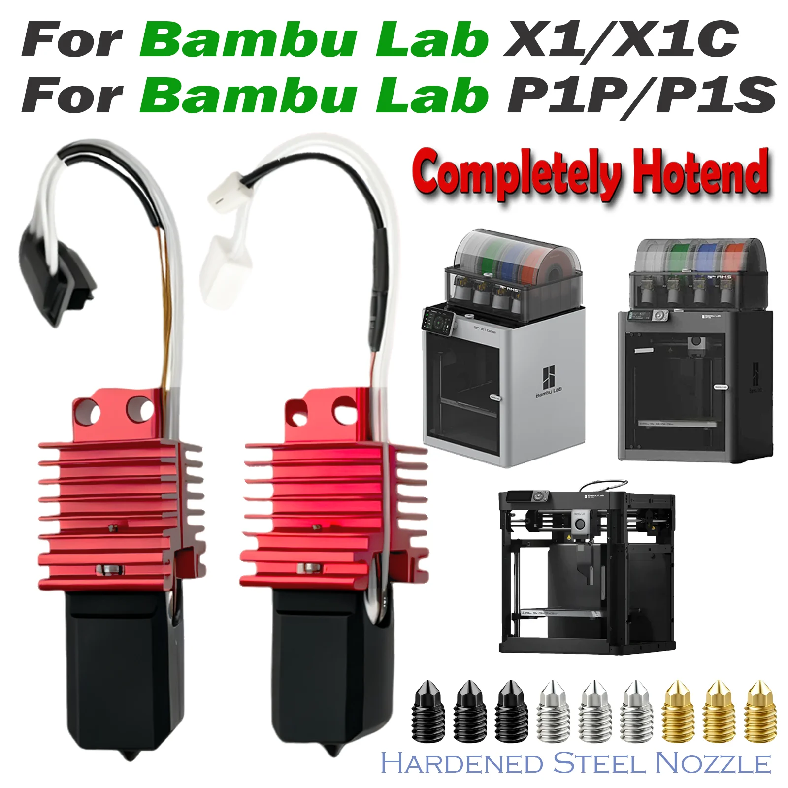 Kompletny zestaw głowicy drukującej V2 Hotend do drukarek 3D Bambu Lab X1 X1C P1P P1S X1 Carbon, zestaw dysz 0.2/0.4/0.6/0.8mm — zdjęcie produktu 7