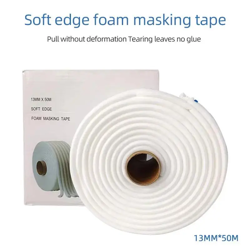 13mm*50m Soft Edge Foam Masking Tape Overspray Protective Car Paint Spray Tool Sponge Tape Door Seal Shelter USE IN APERTURES