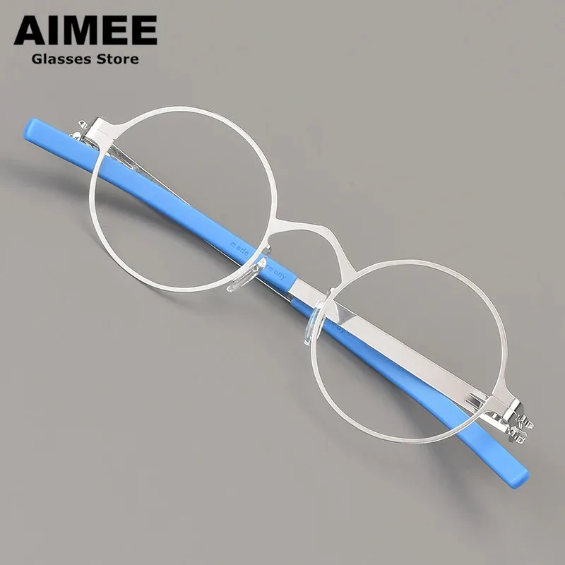 Germany Brand Round Screwless Glasses Frame Pluto Men’s Stainless Steel Ultralight Eyeglasses Women Optical Myopia Spectacles