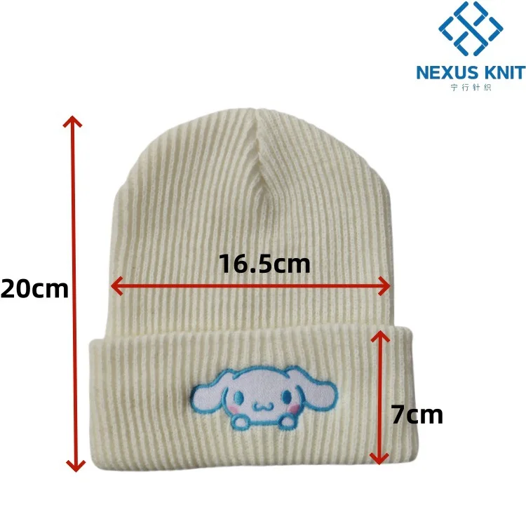 Gorro de punto bordado bonito de HelloKitty de Disney, gorro de lana de gato de Europa y dibujos animados, gorro cálido con capucha para pareja