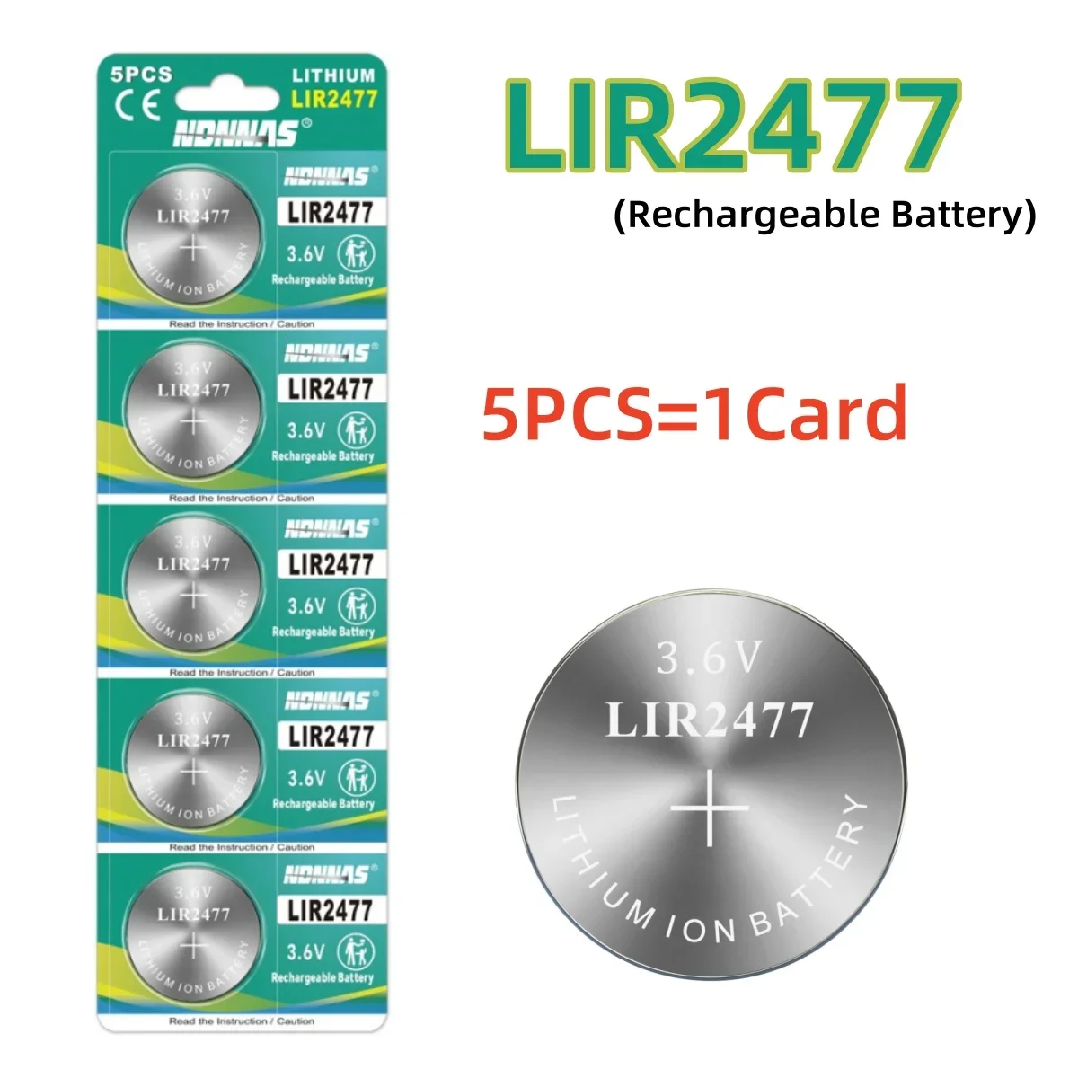 5-60 Uds batería recargable LIR2477 de litio 3,6 V 2477 batería de pila de moneda recargable para tabletas calculadoras de reloj