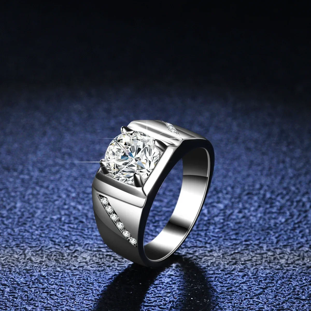 Bague en diamant Moissanite pour homme, matiques de mariage pour homme, bijoux en platine PT950, 2 carats