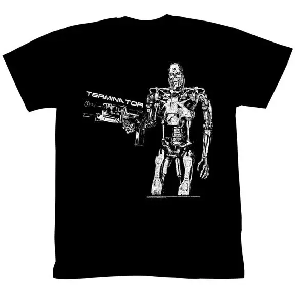 The Terminator 80's Movie Full Cyborg T 800 Skeleton With Gun Men's Shirt