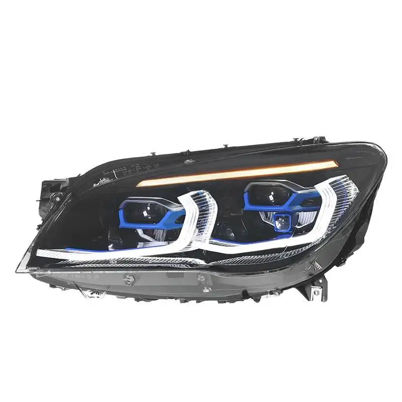 For BMW 7 Series F02 Headlight Assembly 2013-2015 Modification To G12 Style With Dual-Color LED DRL And Laser Light