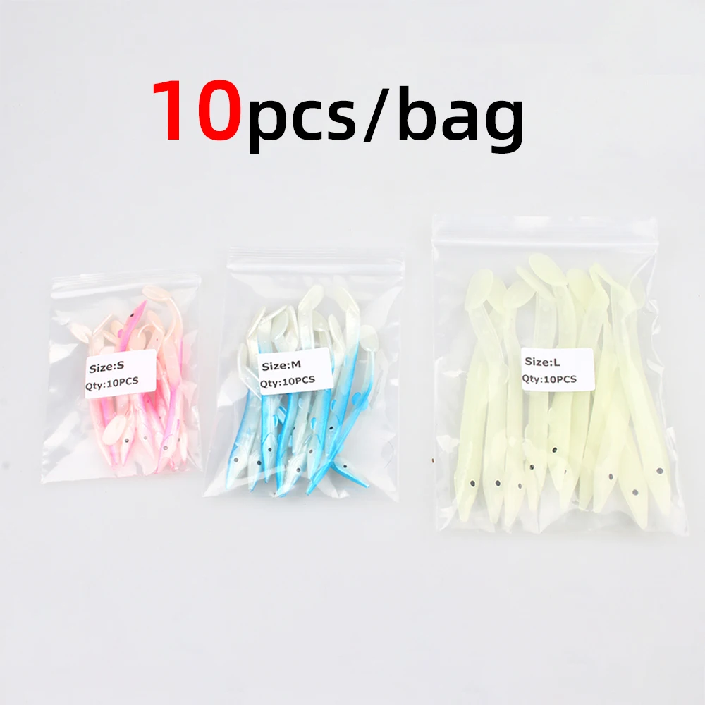 10 Stück 7cm 8,5cm 11,6cm Sandaelchen-Köder Weicher Plastikfischköder für Sabiki-Rig-Herstellung Salzwasser-Angelzubehör – Detail 6