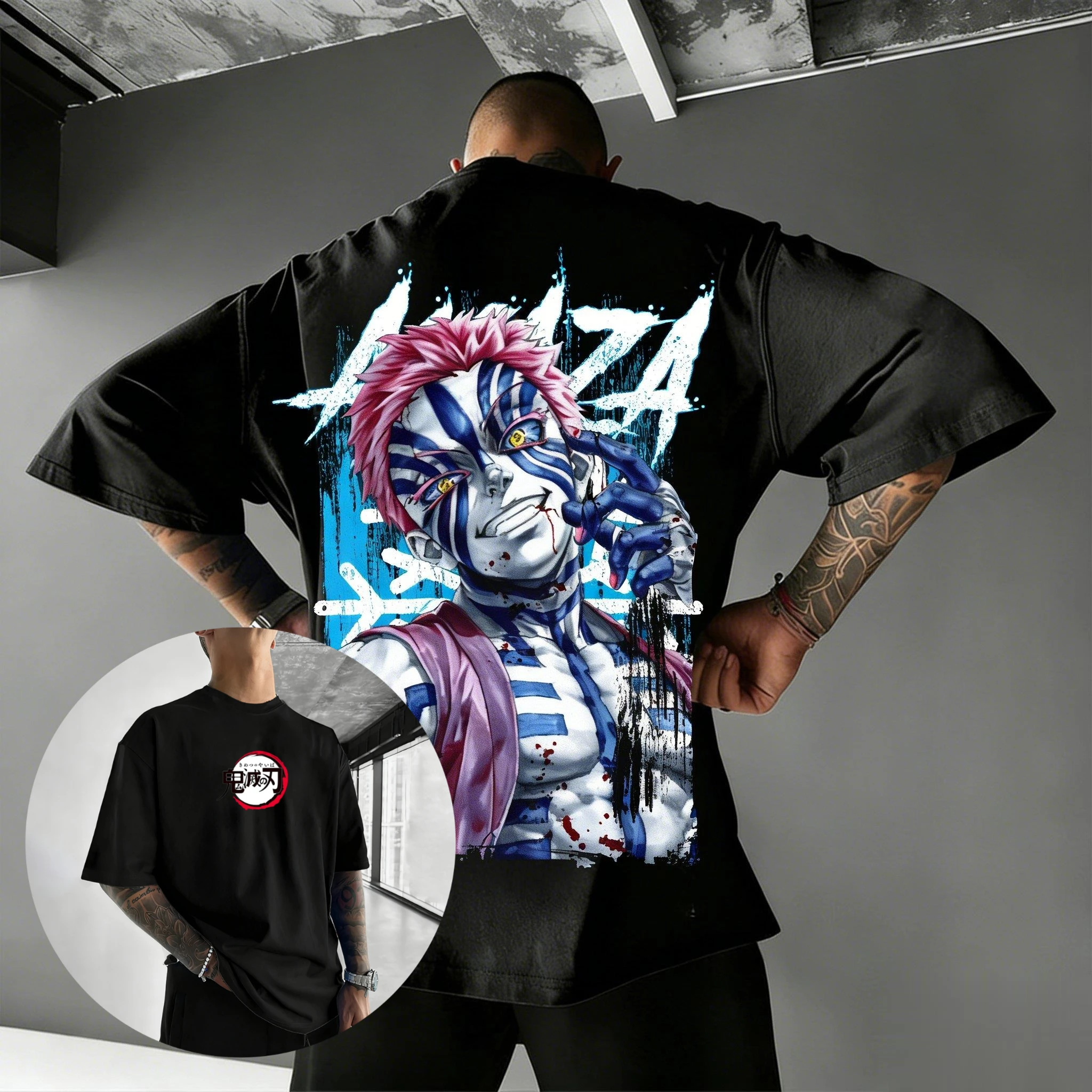

Unisex Demon Slayer Akaza Anime Streetwear T Shirt Men Women Cotton Short Sleeve Tee Graphic Print Casual 2026 Summer Tops Y2k
