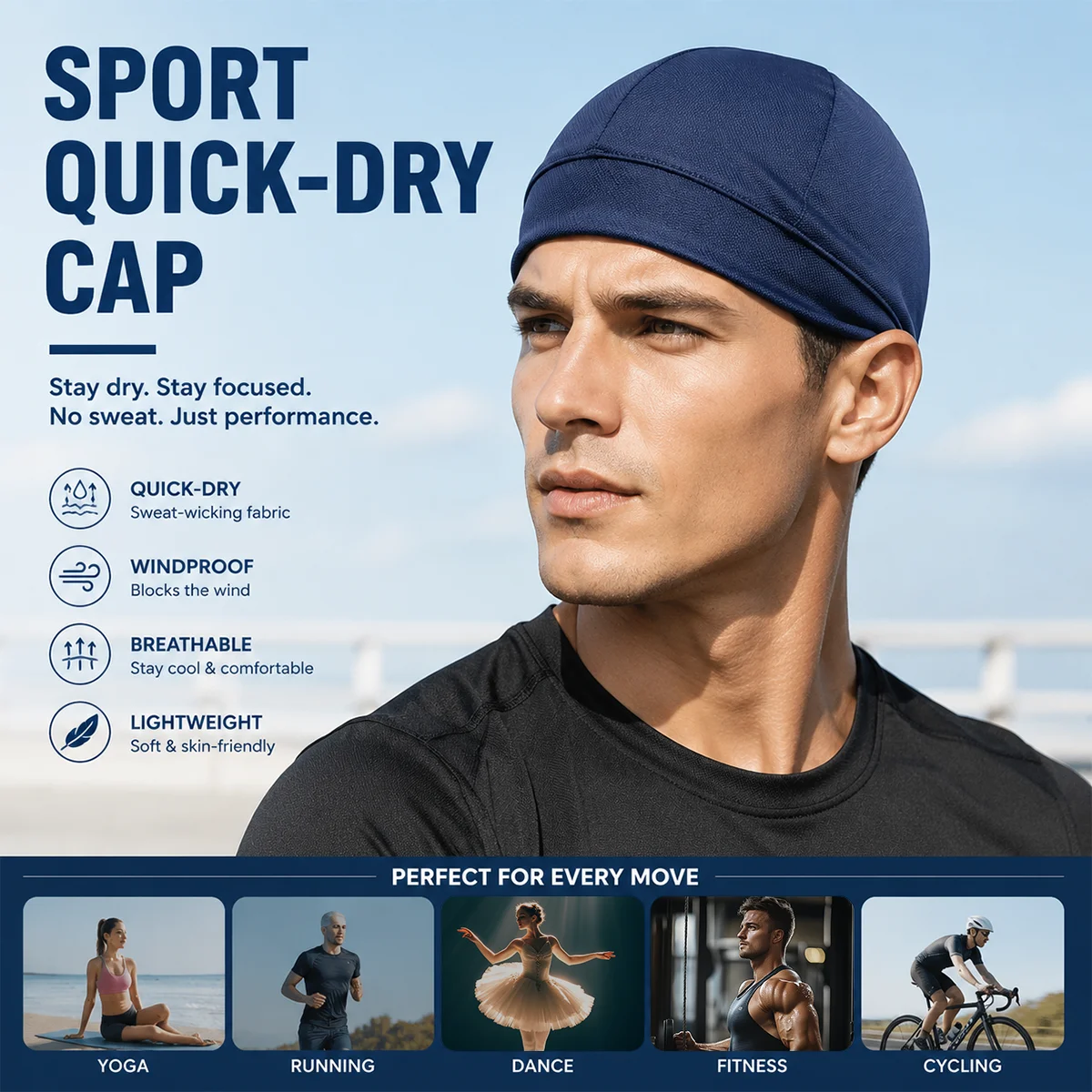 Motorcycle helmet lining riding hat, summer sweat absorbing, moisture-proof, quick drying, breathable riding equipment