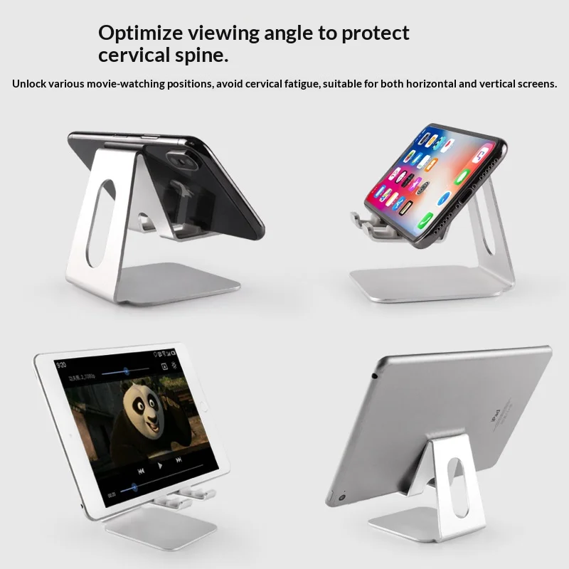Adjustable Metal Phone Stand Holder, 3-Angle Desktop Mount with Silicone Pad, for Smartphone Tablet
