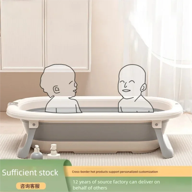 Vasca da bagno pieghevole per bambini con display digitale della temperatura, grande vasca da bagno termostatica intelligente per neonati
