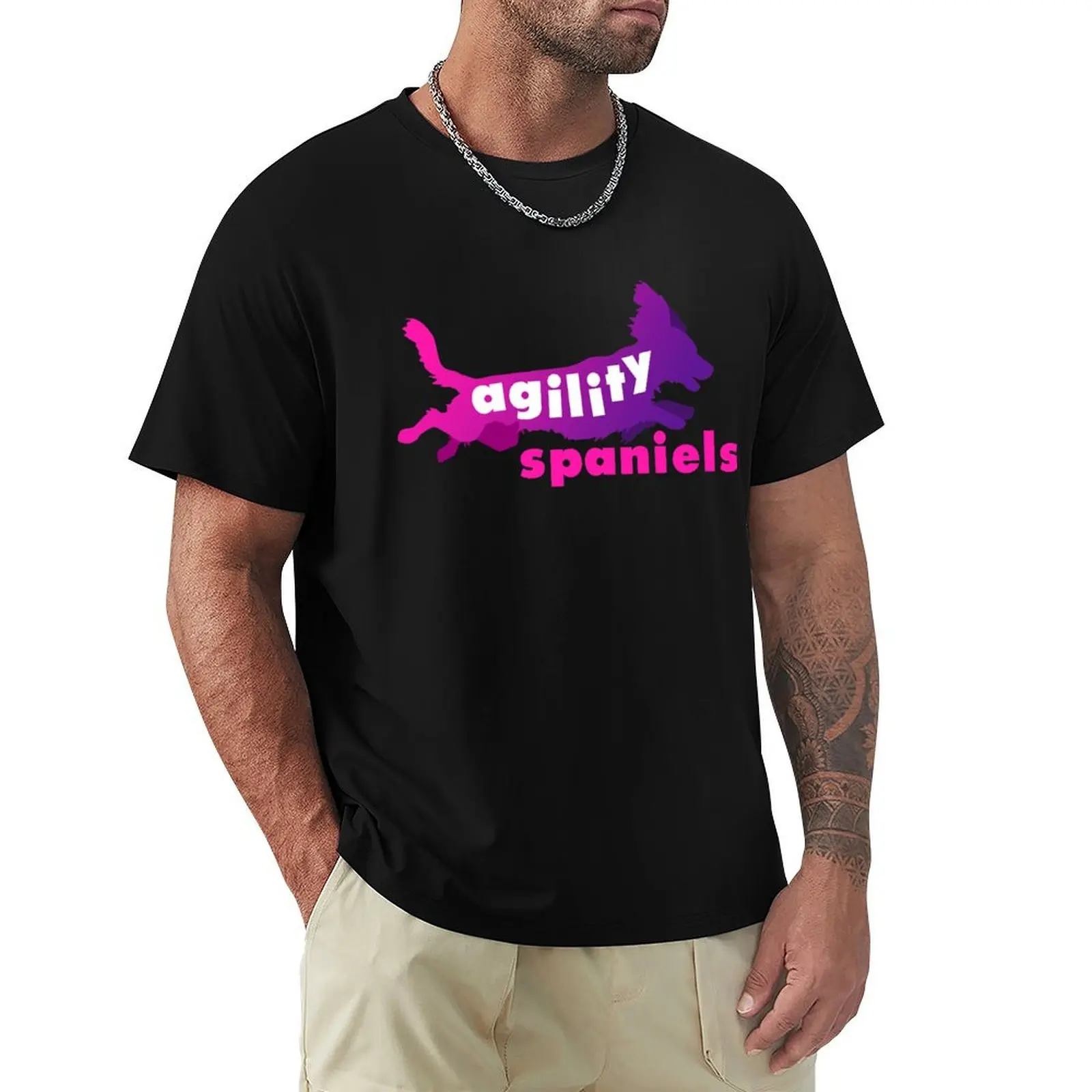 Agility Spaniels - Pink & Purple T-Shirt man t shirts for men T-Shirt