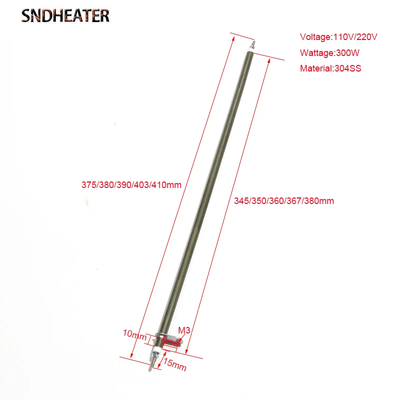 SNDHEATER 2pcs/lot 375/380/390/403/410mm Green Heating Element with Round Metal Sheet for Electric Oven Electric Heat Tube