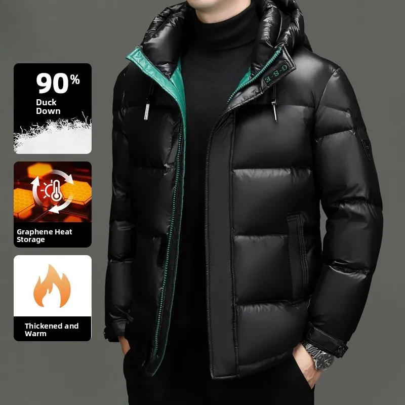

Men's down Jaet Winter New Sle Slim Fit Thiened Casual Large Size ort Hooded Duling Coat M Outerwear