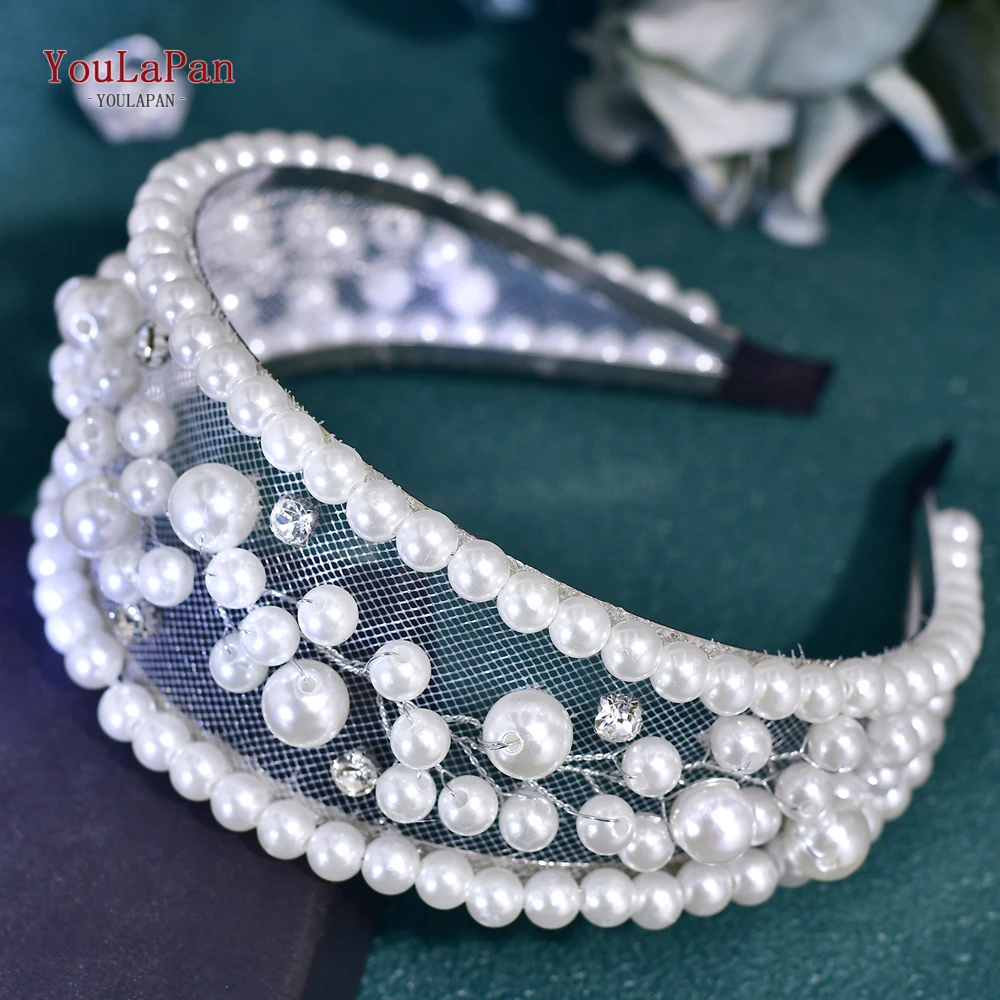 

Youlapan Gorgeous White Color Pearl Crystal Headband Trendy Hair Decoration for Girls Bride Wedding Wide Headband HP805 ﻿