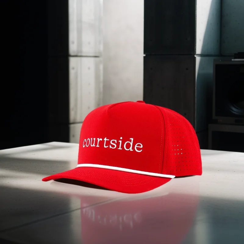 

Custom Logo 5 Panel Rope Baseball Cap,Laser Cut Perforated Sport Running golf hat ,Polyester Waterproof Rope Golf Hat
