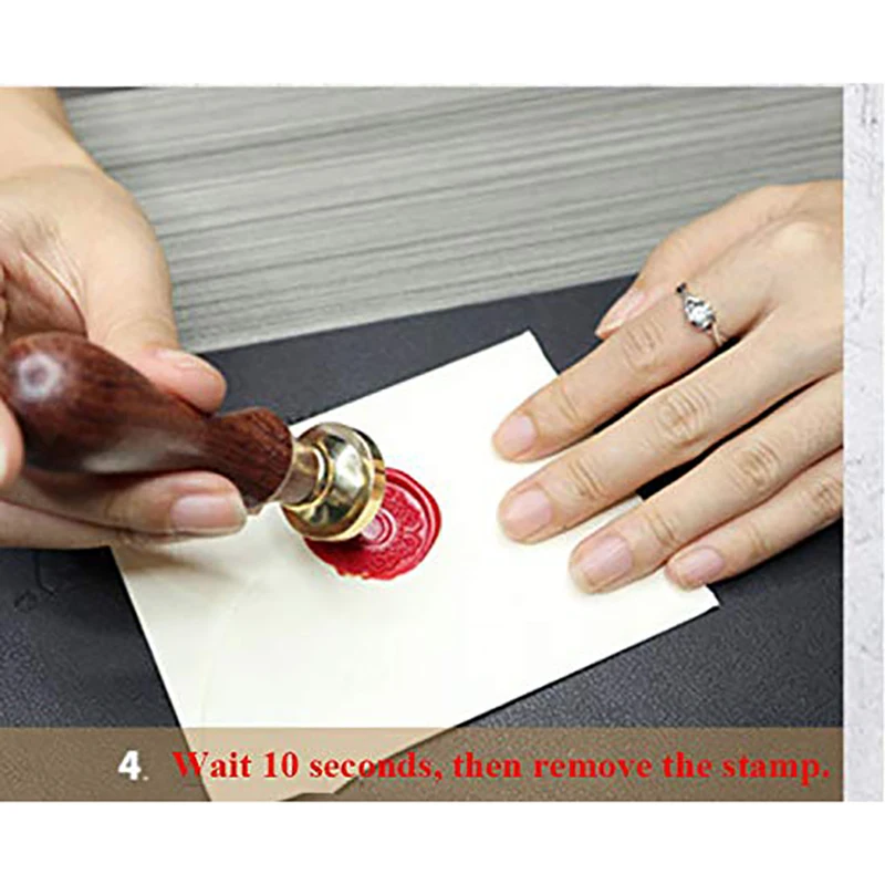 J1UL1N Sealing Wax Warmer Wax Seal Kit Wood Handle Melting Spoon Sealing Wax Tool For Xmas Package Sealing Seal Stamp Kit