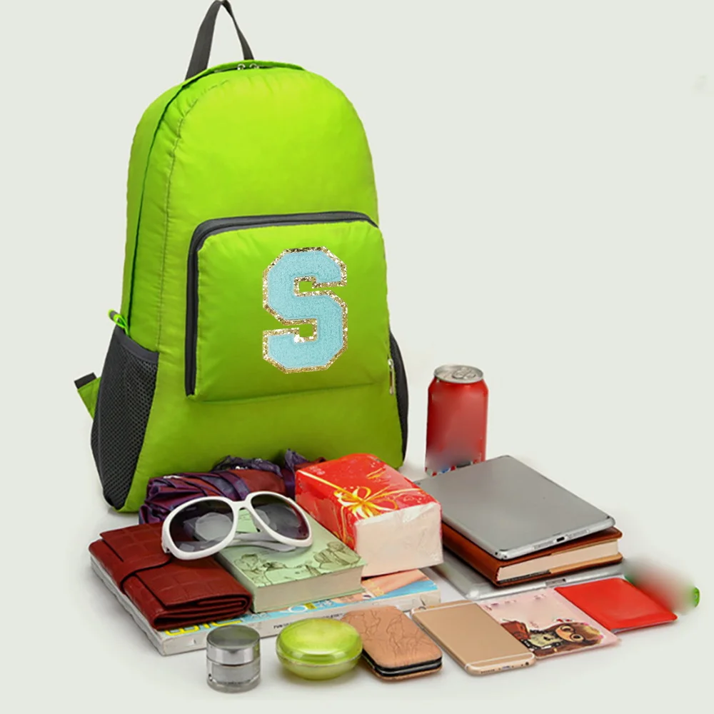 New Men's and Women's Versatile Green Letter Embroidered Logo with Large Capacity Portable Outdoor Hiking and Commuting Backpack