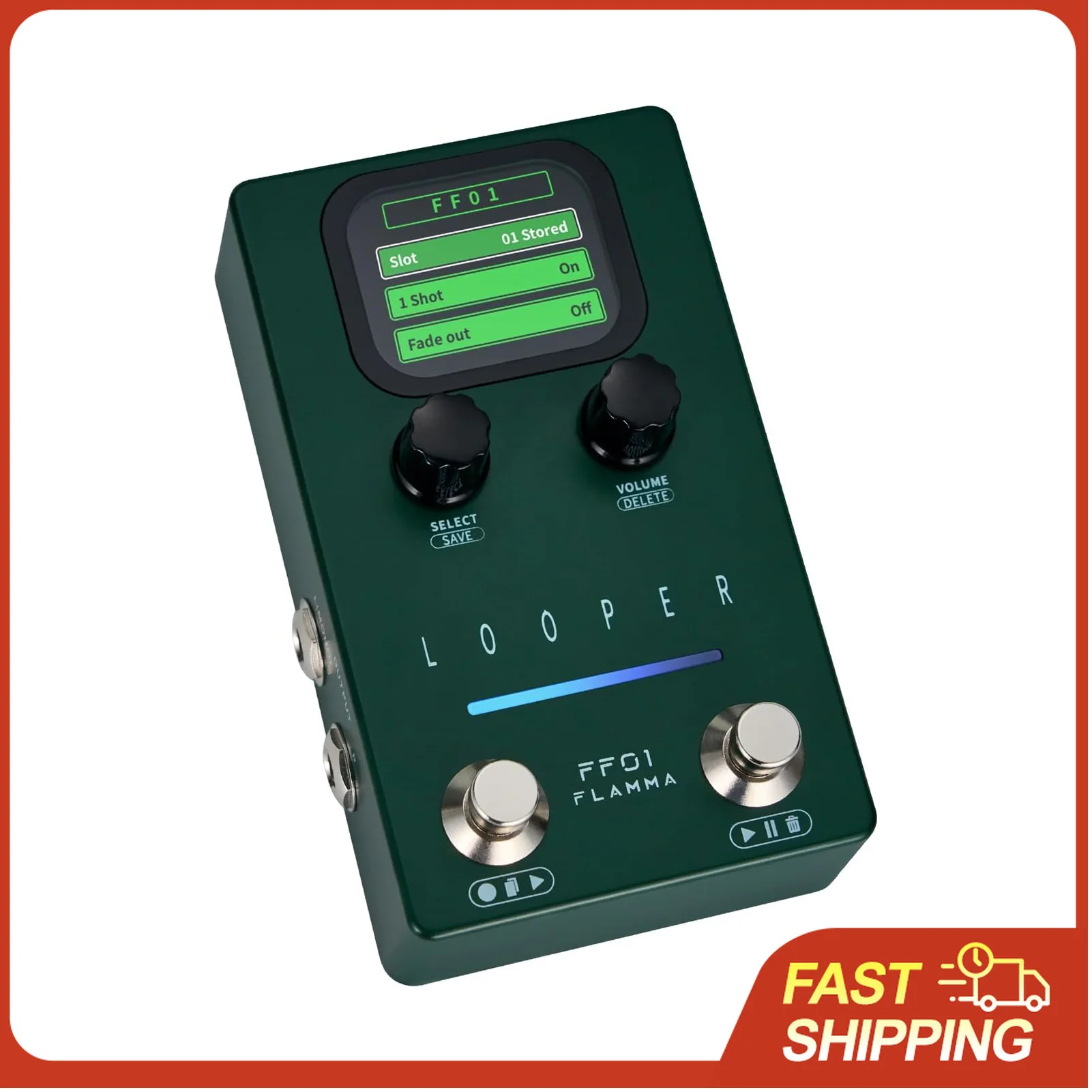 40 Slot Looper Pedal 160Mins Recording Time WAV USB Stereo Headphone Output for Guitar Practice Loop Effects