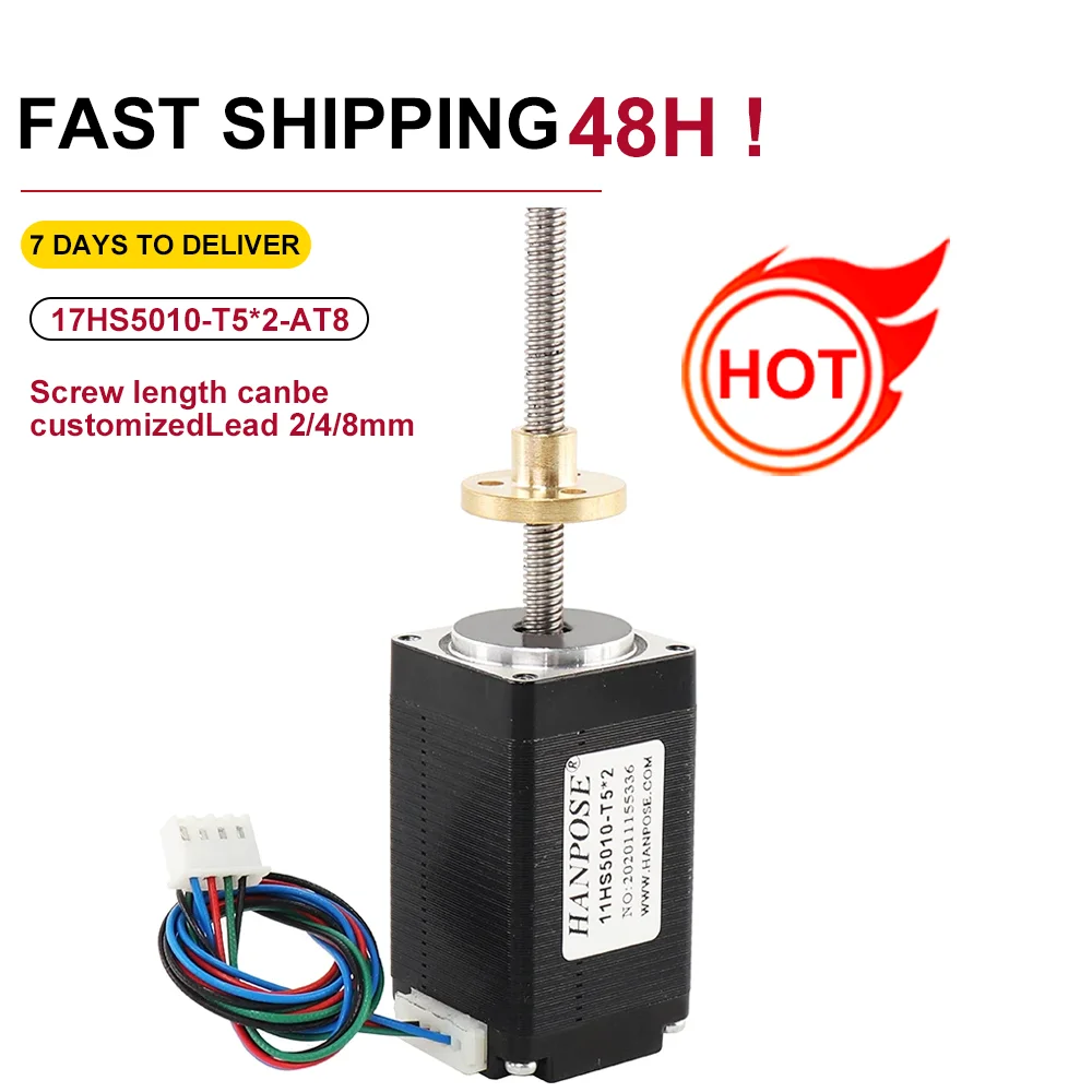 

11HS5010-T5X2 linear screw stepping motor t-screw Motor length 100mm 150mm shaft 5mm large torque 0.17N.m for 3D printer