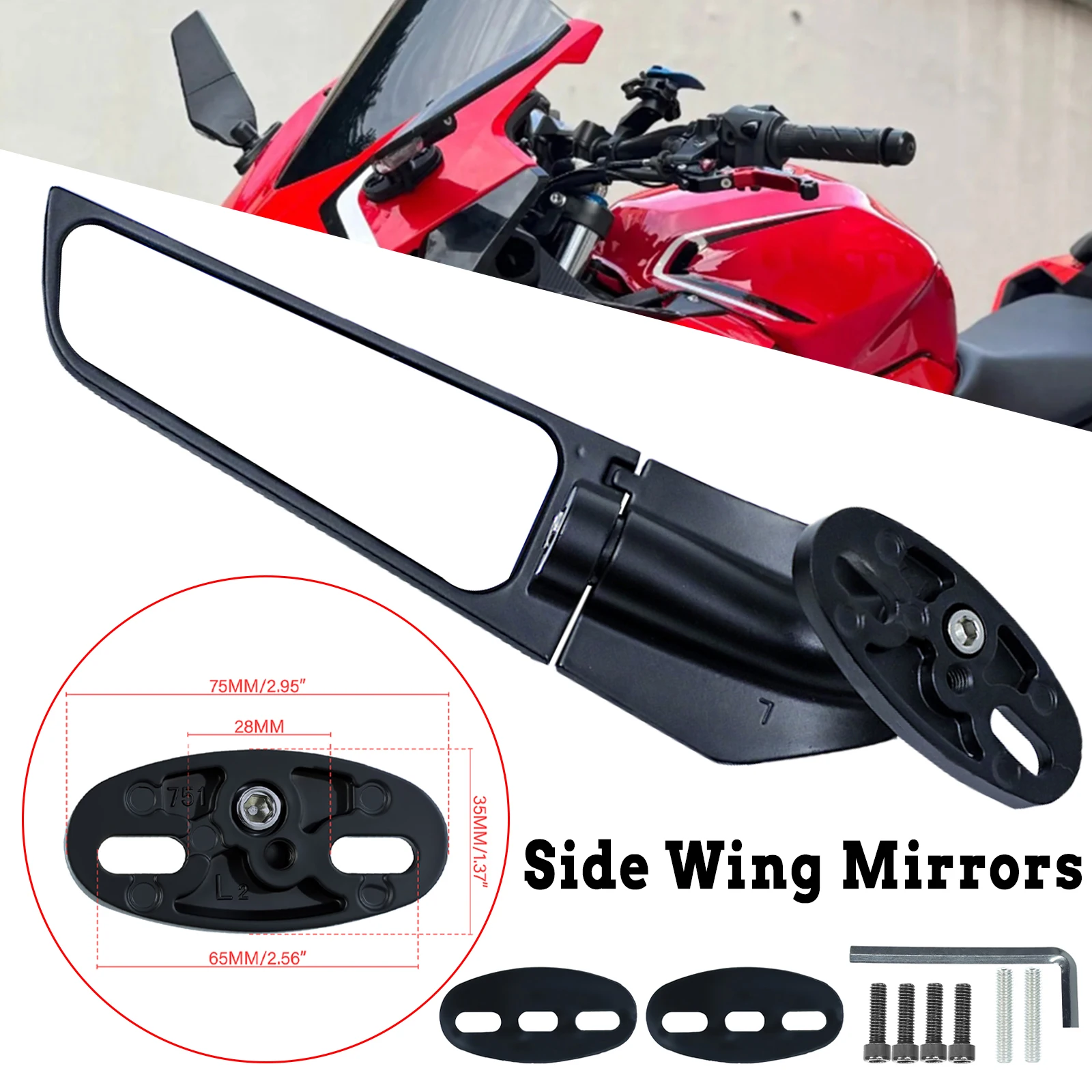 CBR650R Seitenflügelspiegel für Kawasaki ZX-10R ZX-6R Honda CBR650R CBR600RR Motorrad-Rückspiegel Klappbare Windflügelspiegel