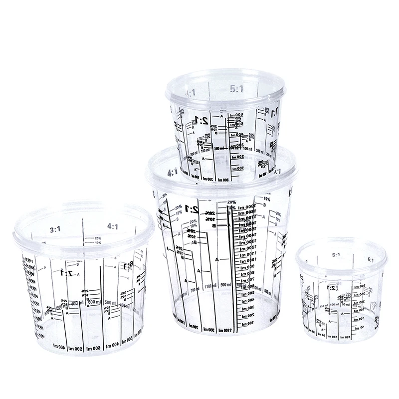 كوب خلط الطلاء البلاستيكي PP الصلب مع غطاء كوب الطلاء اللحن