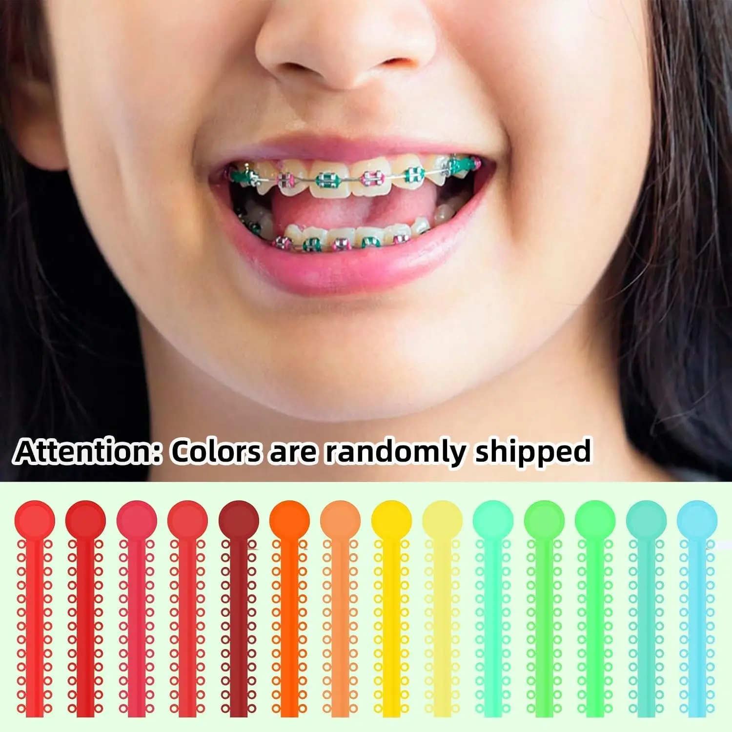 Mehrfarbige orthodontische elastische O-Ring-Gummibänder, mehrfarbige zahnärztliche Ligatur-Gummibänder, orthodontisches Ligaturring-Set - O-Ring-Zahnligaturringe für orthodontische Behandlung und Zahnspangen, 48 Farbe – Detail 16