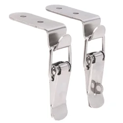 2pcs 90 Degrees Duck-mouth Buckle Hook Lock Stainless Steel Spring Loaded Draw Toggle Latch Clamp Clip Hasp Latch Catch Clasp