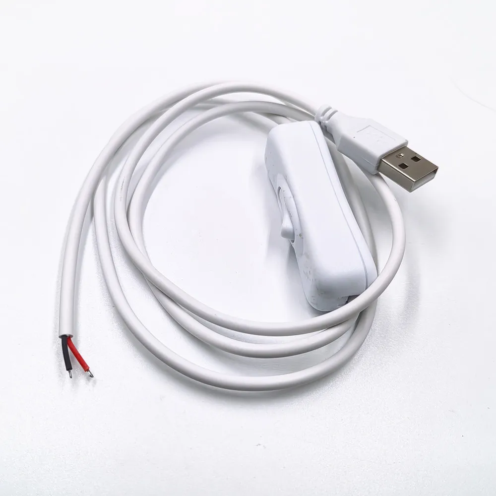 5V USB 2.0 Male Jack 2Pin 2 Wire Power Charge Cable Cord DIY 1m Wire With Switch