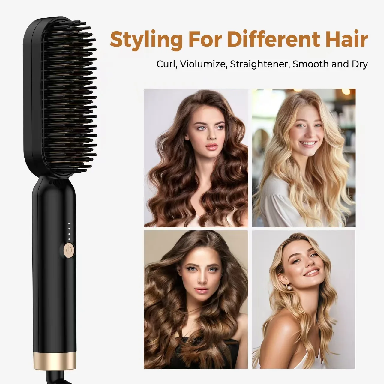 Dual-Purpose Hair Straightening and Curling Comb Brush Negative Ion Splint Straightening for Home Use