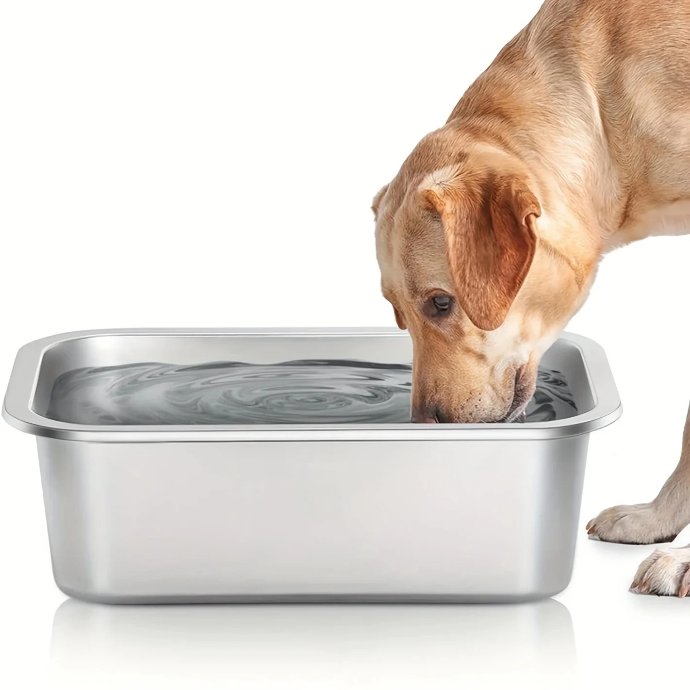 Large Capacity Dog Bowl Food Grade Stainless Steel Pet Feeding Bowl Thick Smooth Metal Food and Water Tray for Cats Dogs Feeding