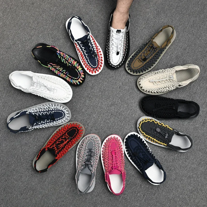 Summer Men Sandals Fashion Handmade Weaving Design Beach Breathable Casual Flat Outdoor Couples Size 48