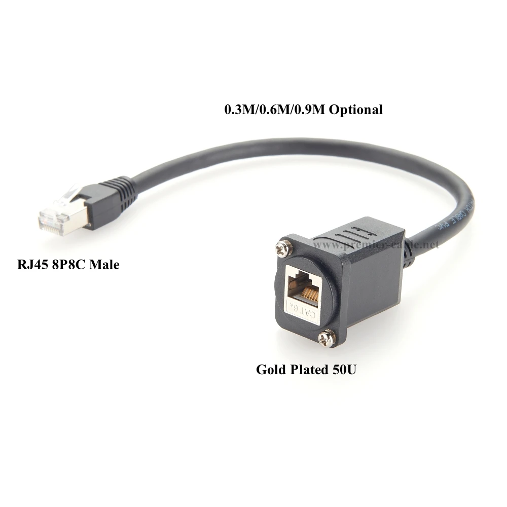 D Series XLR RJ45 Cat6A Ethernet Male to Female Extension Cable 10G RJ45 LAN Network Shielded Screw Panel Patch Feedthru Cable