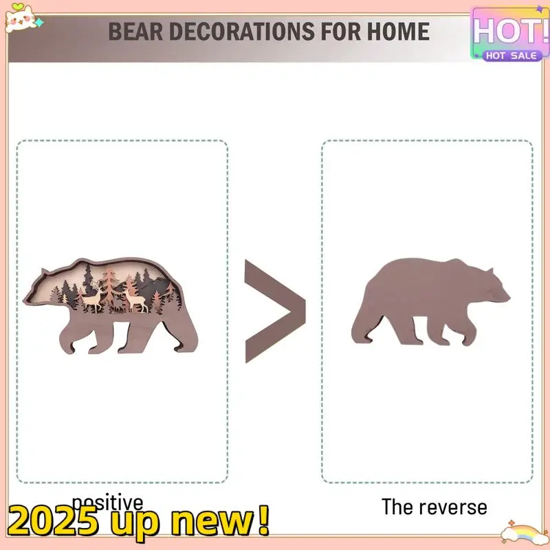 L47anew!-Dekoracja ścienna z niedźwiedziem i jeleniem, dekoracje z niedźwiedziem do domu, dekoracja ścienna z niedźwiedziem, rustykalny wystrój domu, wystrój kabiny